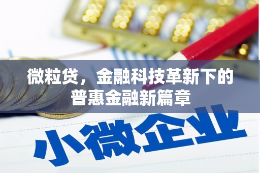 商都微粒贷，金融科技革新下的普惠金融新篇章