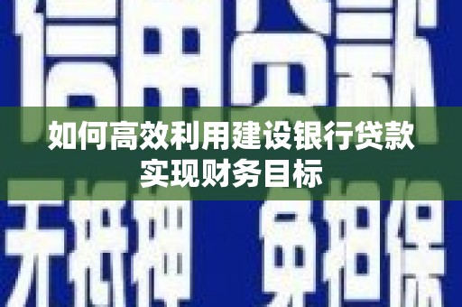 商都如何高效利用建设银行贷款实现财务目标