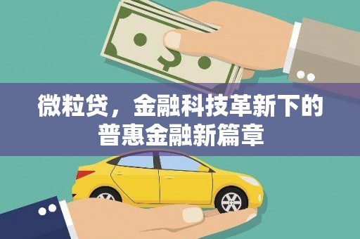 商都微粒贷，金融科技革新下的普惠金融新篇章